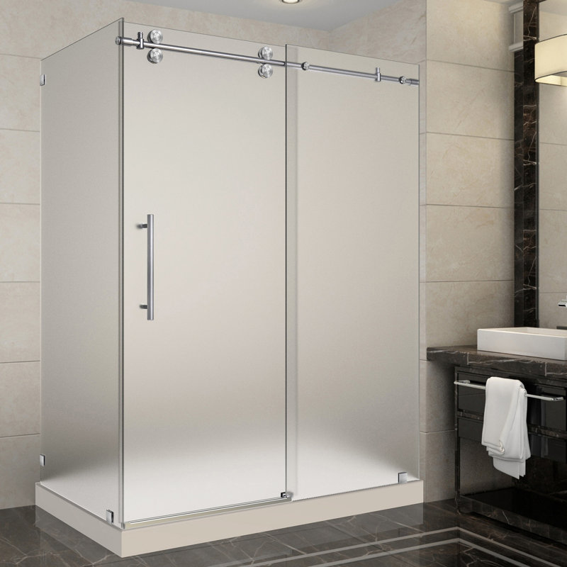Cabine de douche rectangulaire 60" x 77,5" avec base incluse Langham, Droite, Acier inoxydable