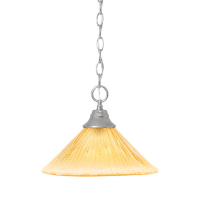Chain Hung Pendant Shown With Amber Crystal Glass
