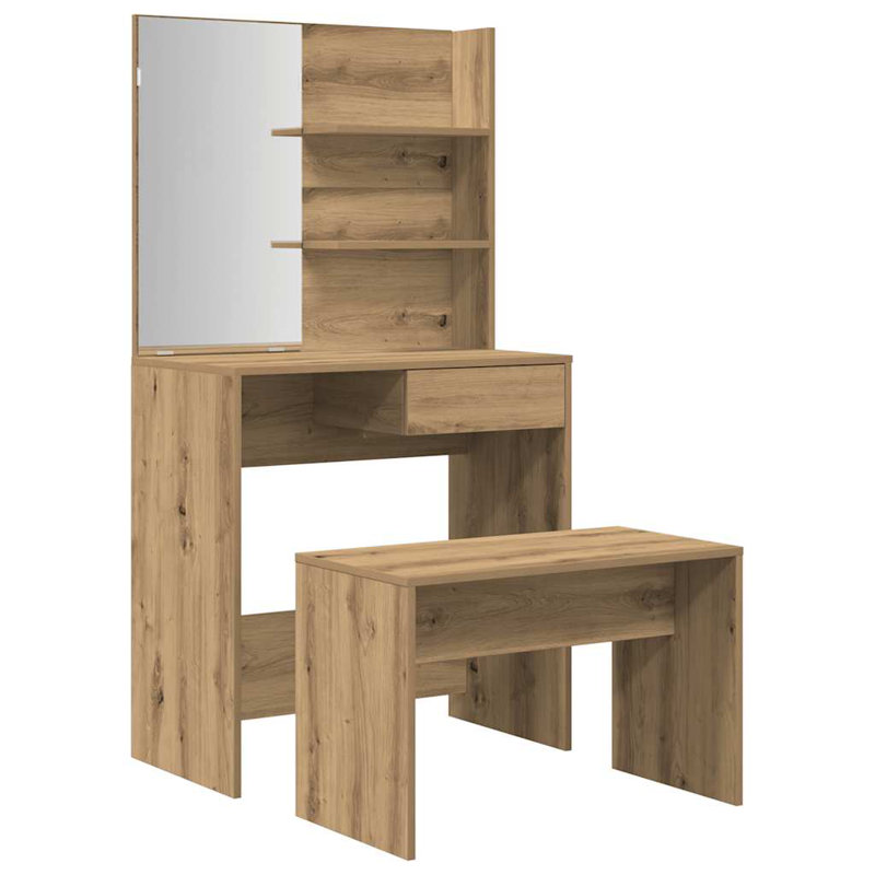 Kliment Dressing Table with Mirror, Artisan Oak