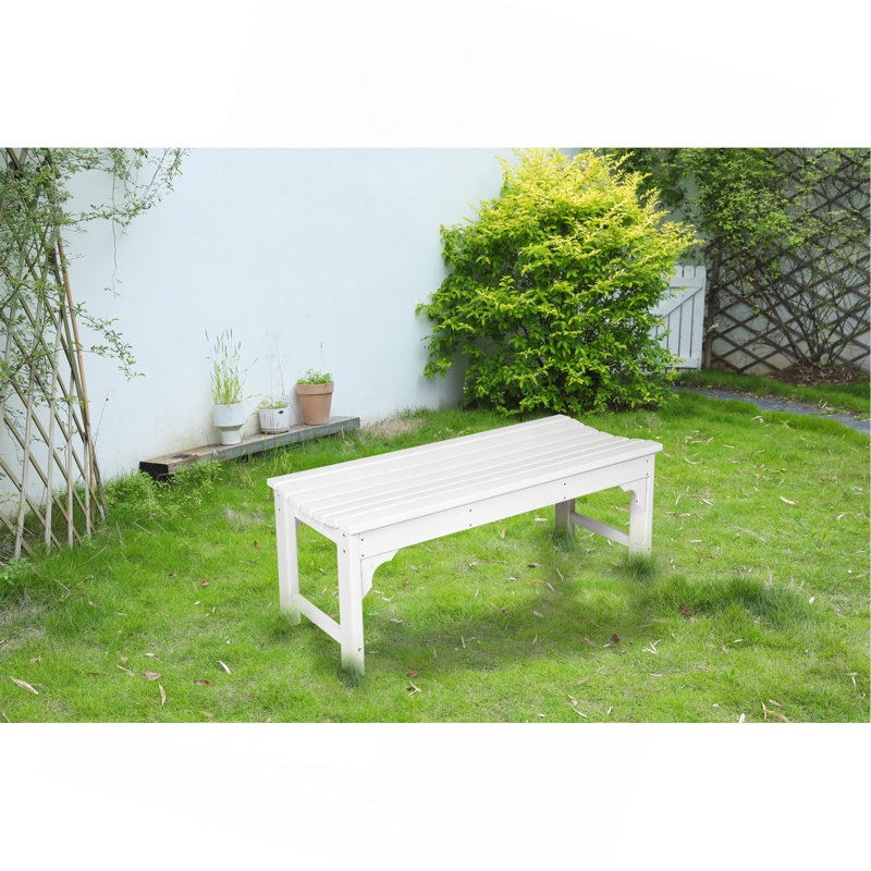 Banc Adirondack sans dossier avec texture en bois, siège en bois de poly pour patio, cour arrière, balcon, résistant aux intempéries avec protection UV