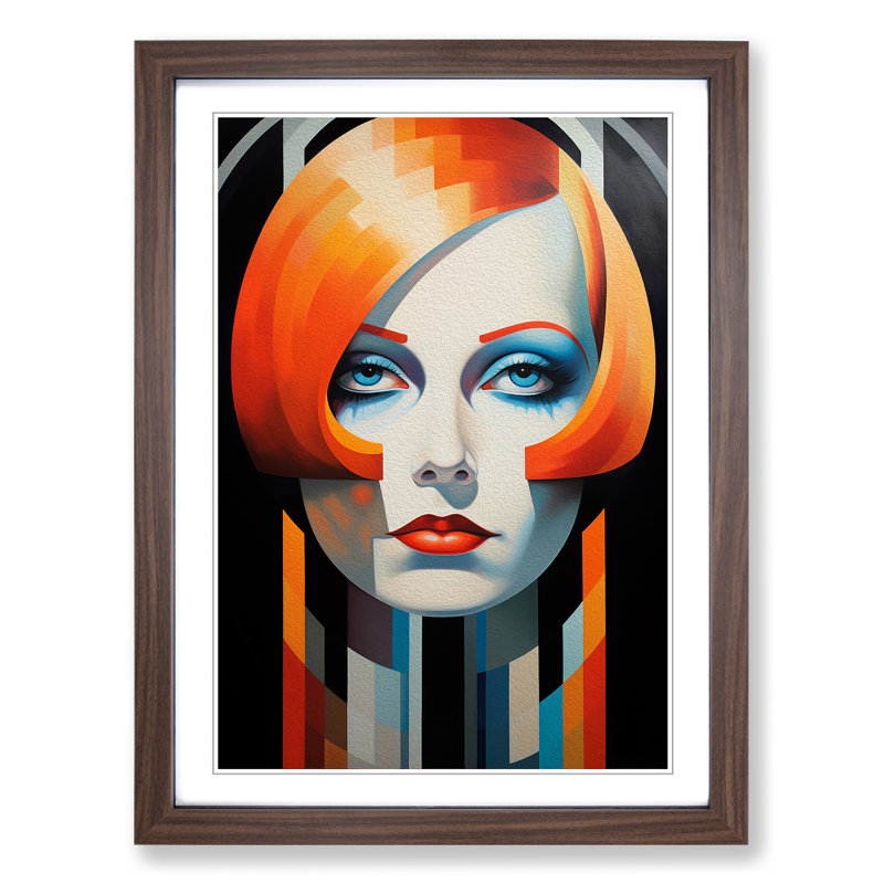 Greta Garbo Constructivism - Framed Print, 64cm H x 46cm W, Walnut Framed