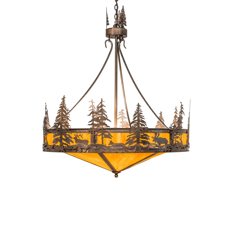 40" Wide Wildlife At Dusk Inverted Pendant
