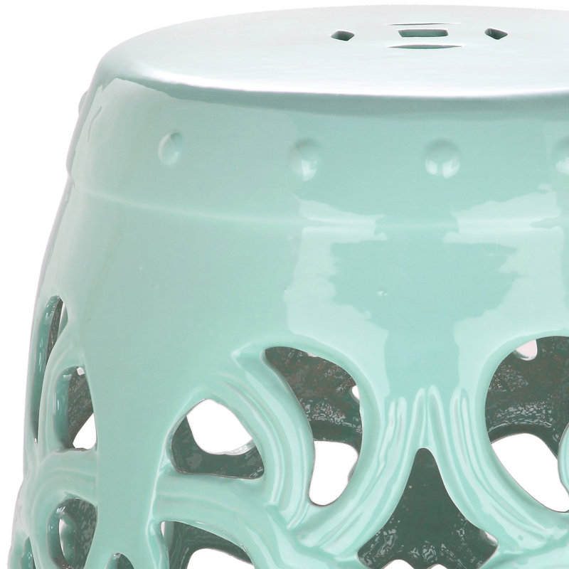 Tabouret de jardin en céramique Twedt, Bleu pâle