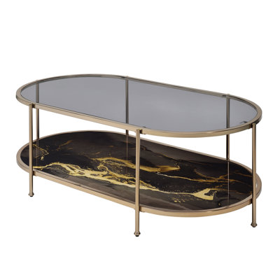 Table basse avec impression en marbre noir et structure en métal