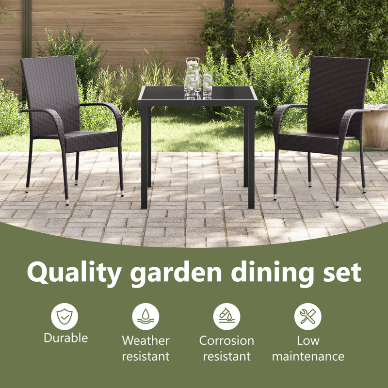 Square 3 - Piece 2 - Person 80Cm L Outdoor Dining Set