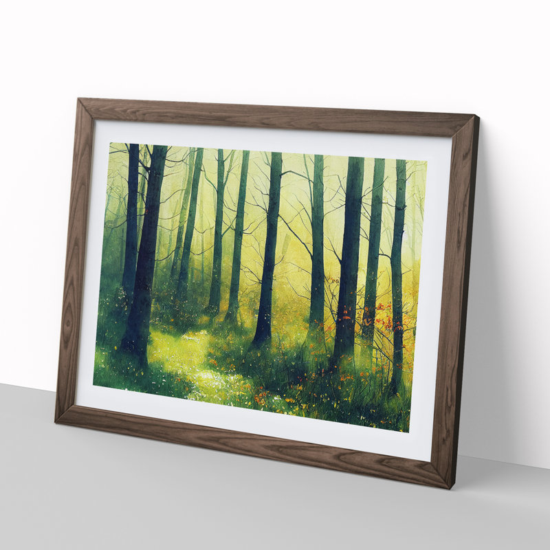 Spring Forest in Watercolour Vol.1 - Framed Print, 25cm H x 34cm W x 2cm D, Walnut Framed