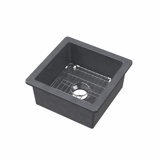 Whitehaus Collection Undermount Single Bowl Fireclay Kitchen Sink with Stainless Steel Grid