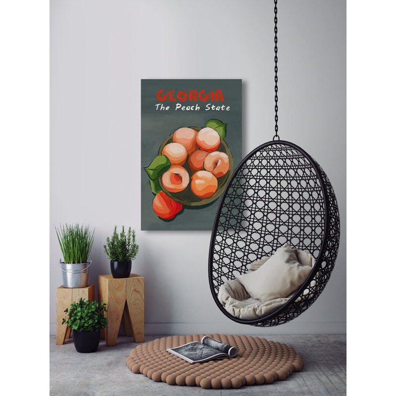 The Peach State, Georgia - reproduction d'art sur toile tendue, H 24 po x l 16 po x P 1,5 po
