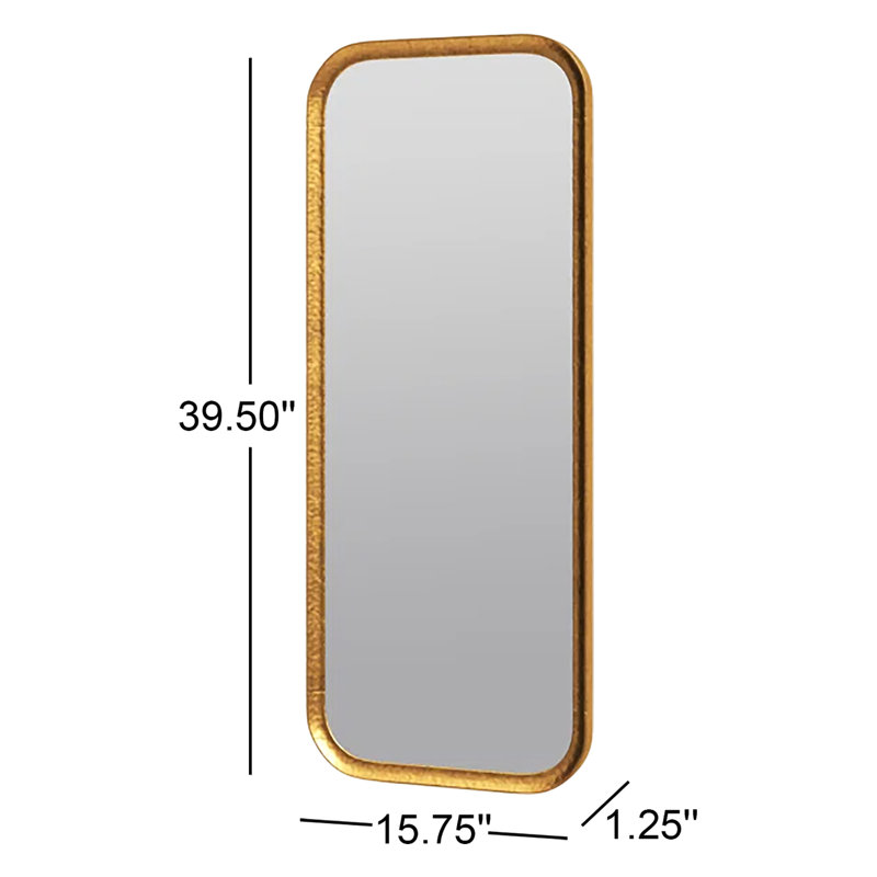 Miroir en fer, Feuille d’or, 39,5 po x 15,75 po