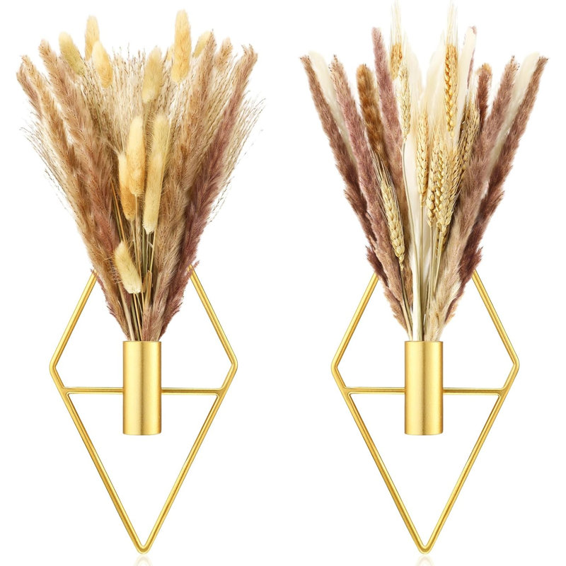 Ensemble de 2 petites décorations murales bohème avec pampas artificielles