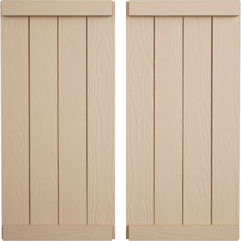 Volets rustiques en faux bois à quatre planches, H 54 po x l 22 po x P 1 po, Texture sablée / brun clair apprêté, 22"