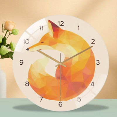 Horloge murale orange en forme de renard - horloge murale 12 po