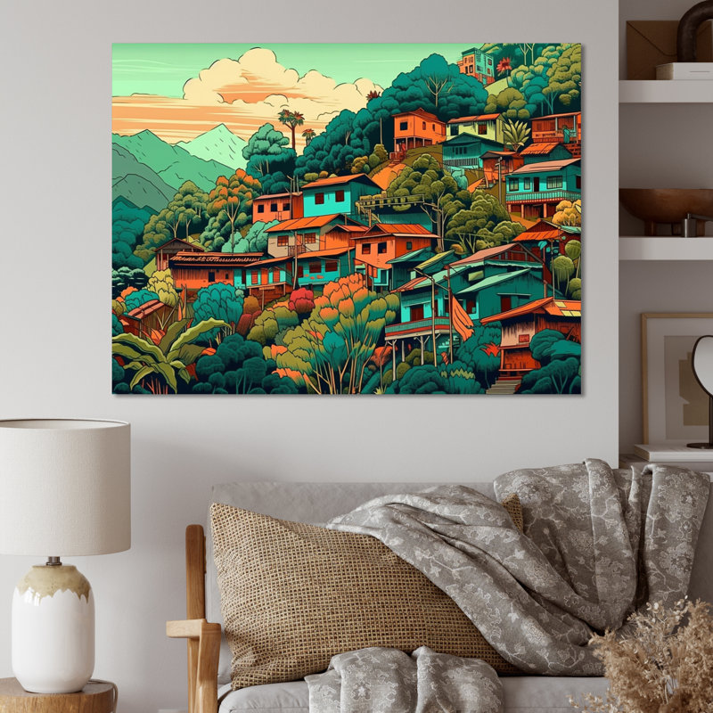 Small Town Village IV " Small Town Village IV " Print, 12" H x 20" W x 1" D, Wrapped Canvas