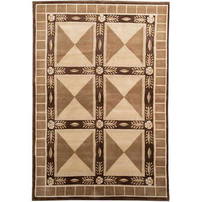 Himalayan Wool Geometric Area Rug in Beige