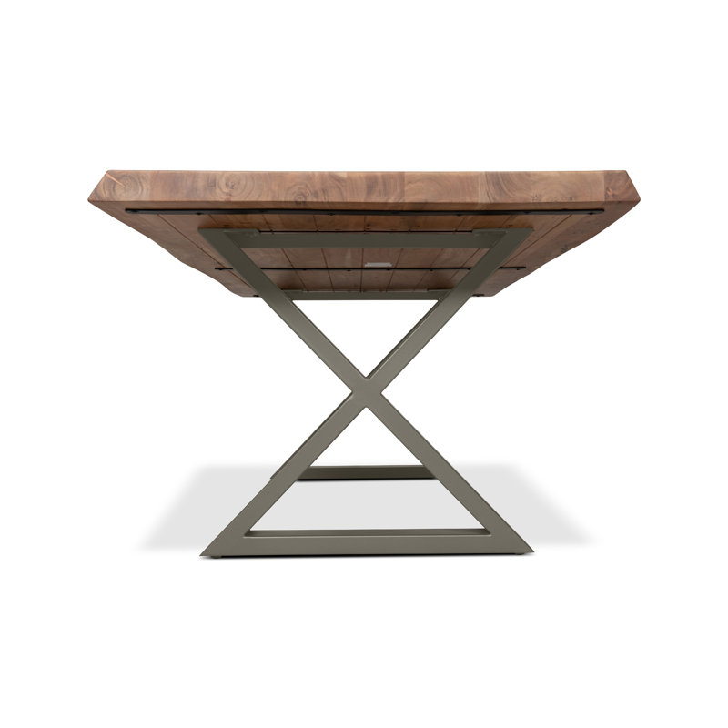 Brooks X Base Dining Table, 29.75"H x 79"L x 40"W, Teak, Pewter