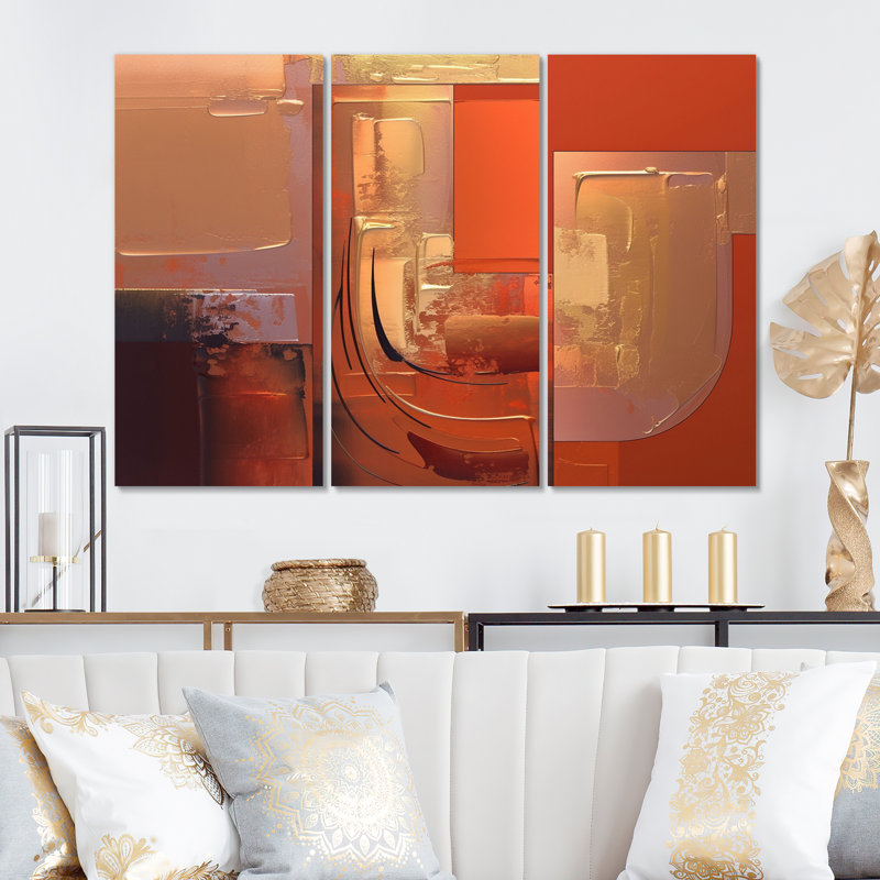 «Golden Wave Happiness Landscape», ensemble de reproductions d'art sur toile, H 40 po x l 60 po x P 1 po
