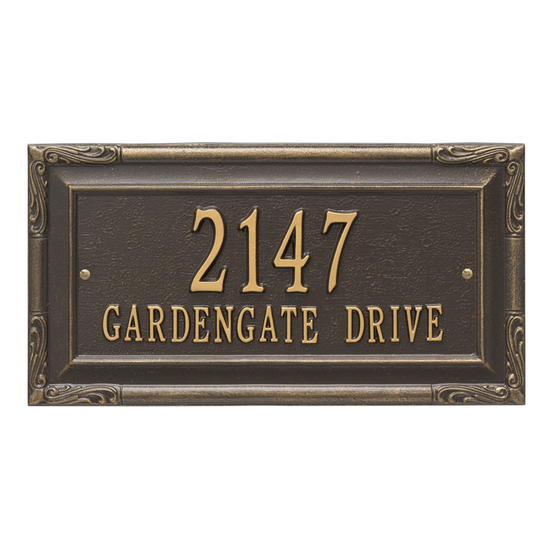 Gardengate Personalized Grande 2-Line Wall Address Plaque, Bronze/Gold, Yes
