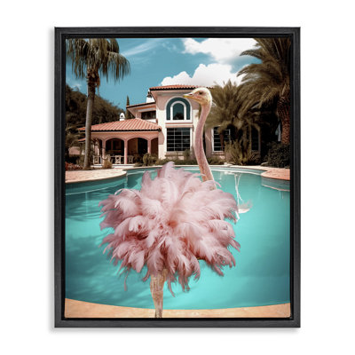Art mural en toile d'autruche rose à plumes par Ziwei Li