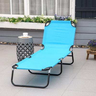 Chaise longue de piscine pliante 2 pièces Outsunny, chaises de bronzage d'extérieur avec dossier inclinable à 5 niveaux, structure en acier pour la plage, la cour, le patio