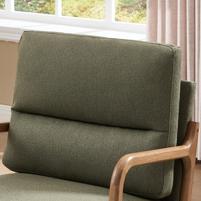 Fauteuil rembourré en mélange de lin l 25,59 po Salma, Vert