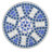 Outdoor Round Side Table With Mosaic-Style Top And Curved Iron Legs, End Table-Blue ,Wihte And Matte Black
