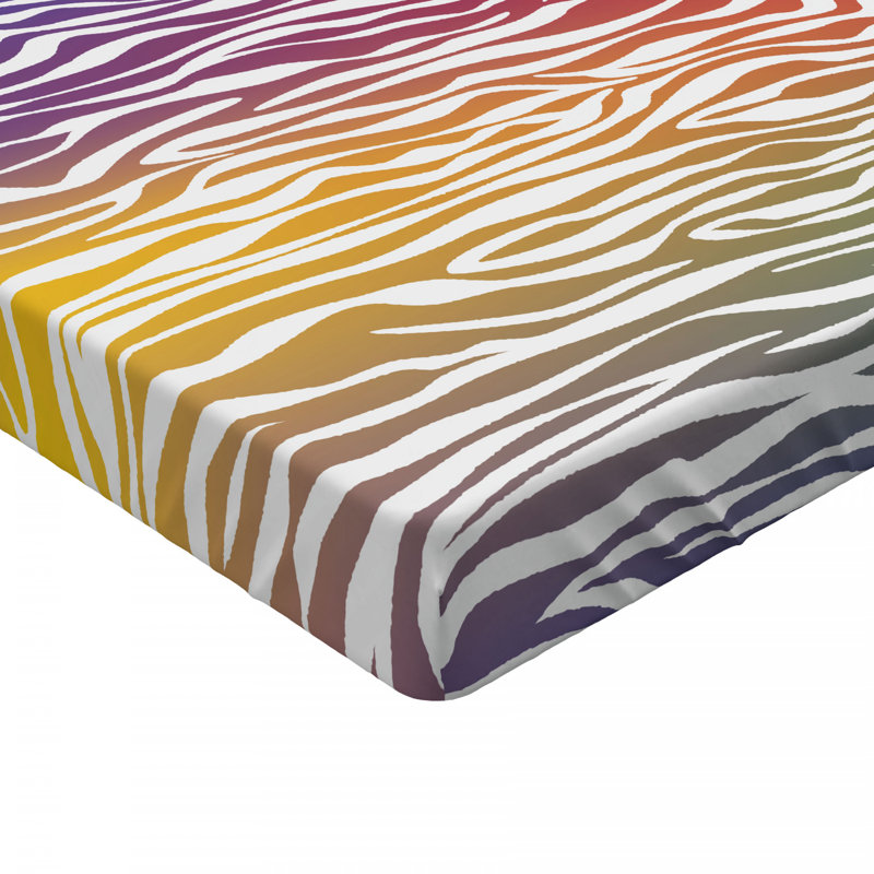 Twin XL Multicolor Microfiber Zebra Print Fitted Sheet