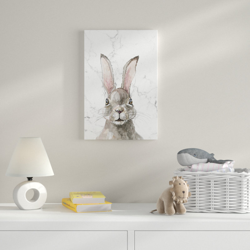 Bewildered Rabbits Thinking Rabbit Print on Wrapped Canvas, 24" H x 16" W x 1.5" D
