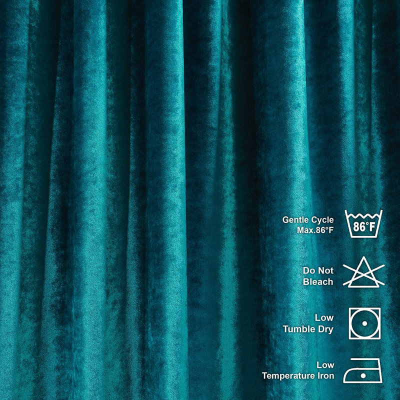Velvet Semi-shee Single Curtain Panel, 150cm Width x 295cm Drop, Azure