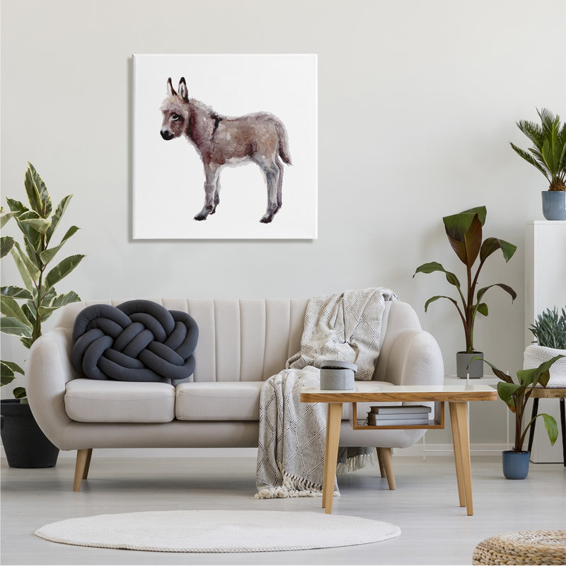 «Baby Donkey», aquarelle, pépinière par Fox Hollow Studios - peinture, H 30 po x l 30 po x P 1,5 po, Toile tendue