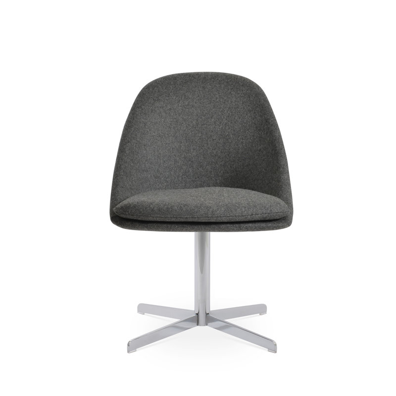 Chaise d'appoint pivotante 4 étoiles Avanos, Gris foncé, Chrome