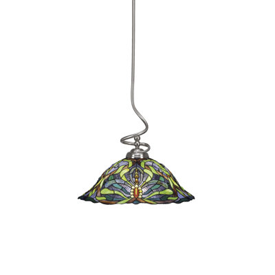 Capri Stem Hung Pendant Shown In Brushed Nickel Finish With 19" Kaleidoscope Art Glass