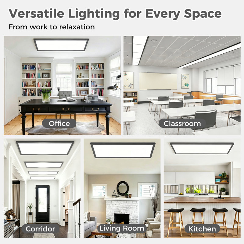 1Pack 1X4 plafonnier à DEL, 50 W, 5 500 lm, montage en surface, 3 000 K / 4 000 K / 5 000 K, gradateur Triac pour la maison et l'atelier