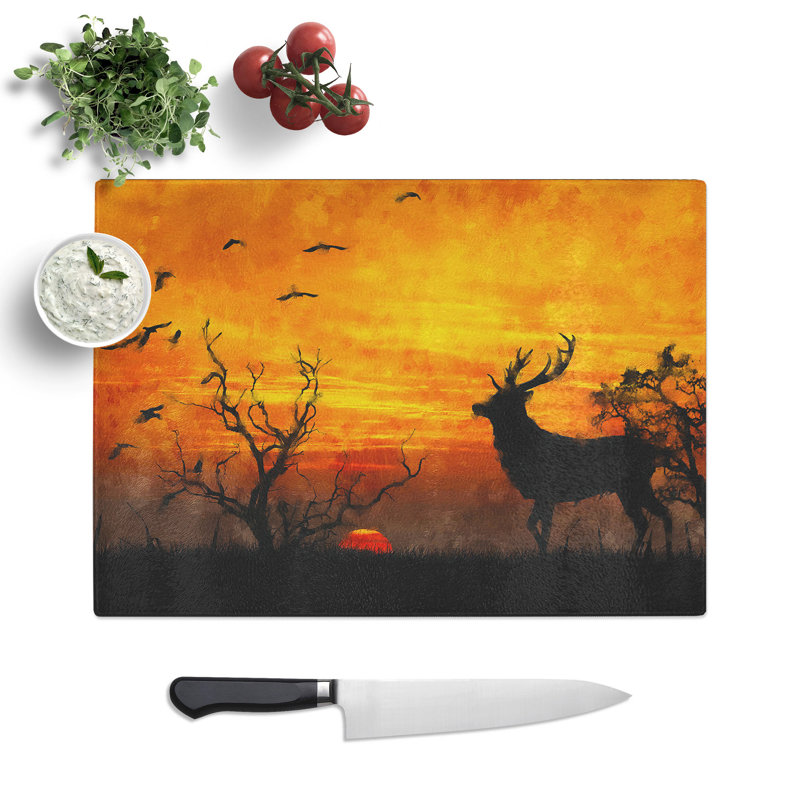 Stag at Sunset Chopping Board, 0.4cm H x 20cm W x 28.5cm L