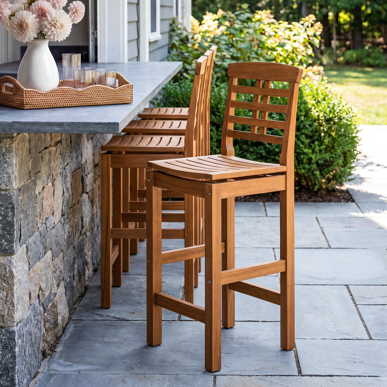 Benedetto 45'' Eucalyptus Outdoor Bar Stool