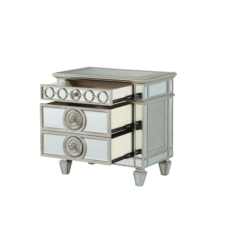 Table de chevet avec miroir Varian, Argent argent