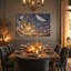 «Moths Flying Near Glowing Seed Pods on Dark Blue», art mural sur toile-117050295