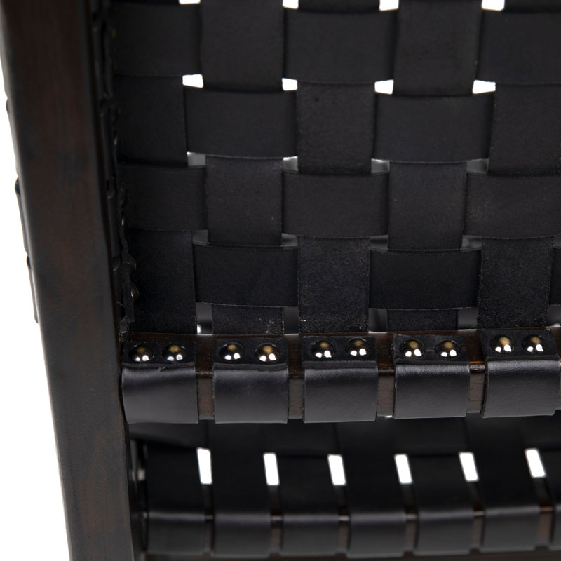24" Counter Stool, Black Leather/ Dark Brown Frame 