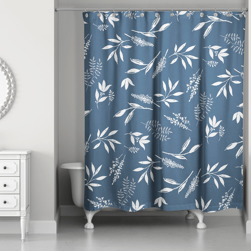 Perine Floral Shower Curtain, Blue