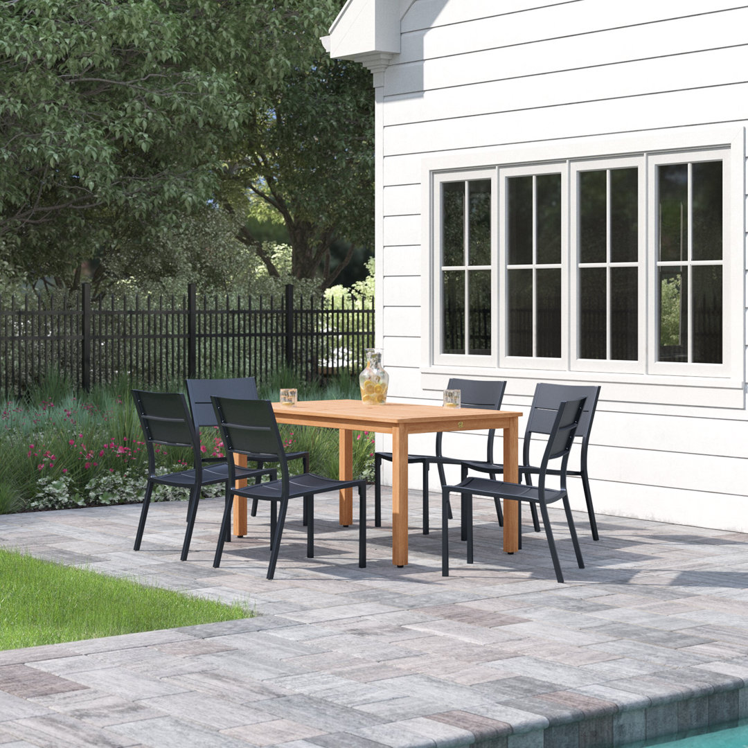Anautica 6 - Person Metal Patio Dining Set with Rectangular Table Lark Manor™