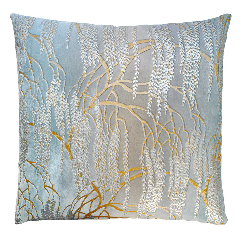 Metallic Square Velvet Pillow Cover & Insert, 18" x 18", Robin's Egg