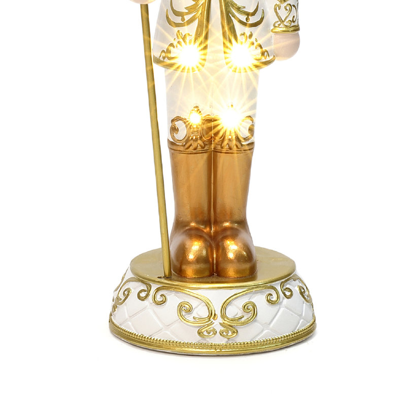 Soldat casse-noisette illuminé blanc et or 2 pi avec sceptre, décor de Noël à pile, H 24,02 po x l 7,87 po x P 7,68 po