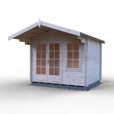 Glenmore 10 ft x 8 ft 28 mm Log Cabin Installed Including Base