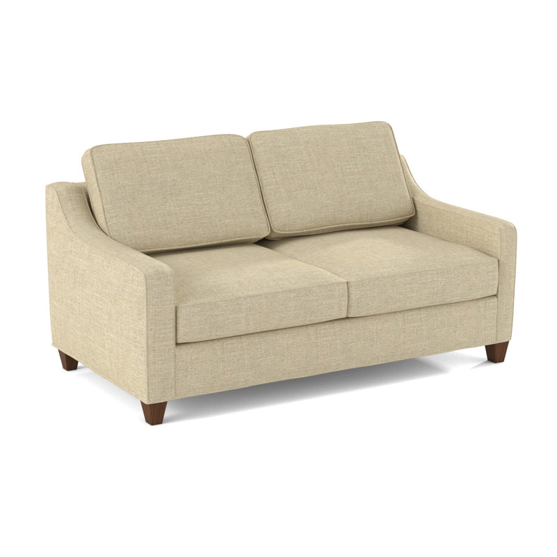 Clark 74" Square Arm Sofa Bed with Reversible Cushions, Montana Walnut, Innerspring, Confetti Seaglass