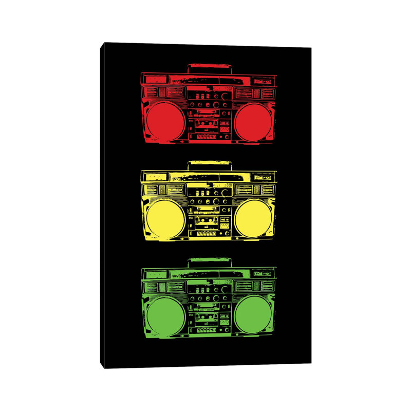 Boom Box Cubed Rasta by Steez - Wrapped Canvas Print, 30.48cm H x 20.32cm W x 1.91cm D