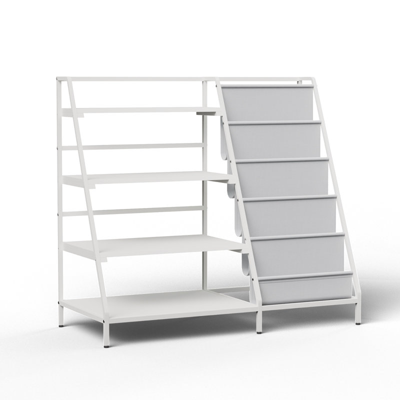 80cm H x 90cm W Metal Bookcase, White/Gray