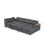 Grey Fabric Sectional Sofa with Storage Ottoman