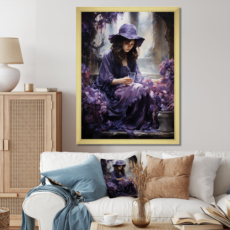 Wisteria Witch - impression, Cadre doré simple, H 32 po x l 24 po x P 1 po