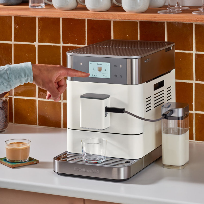 KitchenAid Fully Automatic Espresso Machine KF7 with Milk Attachment, KES8557PL, Porcelain White