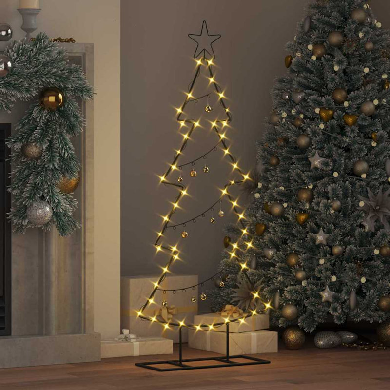 Metal Christmas Tree with Stand Black Steel, 125cm H