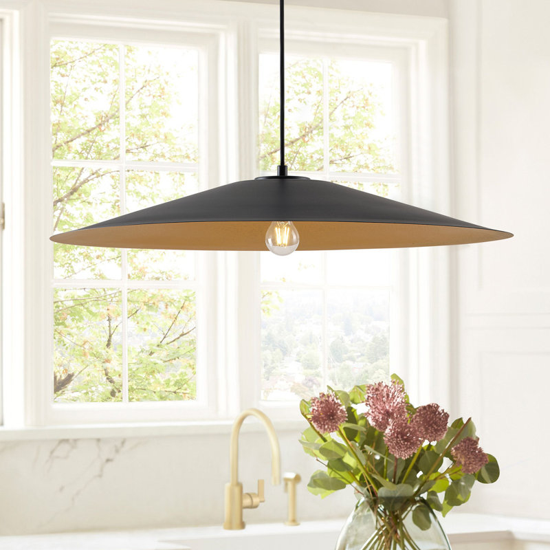 1-Light matte black iron adjustable pendant lamp
